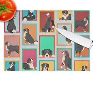 Caroline's Treasures MLM1087LCB Lots of Bernese Mountain Dog Glass Cutting Board Large Decorative Tempered Glass Kitchen Cutting and Serving Board Large Size Chopping Board
