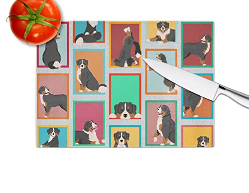 Caroline's Treasures MLM1087LCB Lots of Bernese Mountain Dog Glass Cutting Board Large Decorative Tempered Glass Kitchen Cutting and Serving Board Large Size Chopping Board