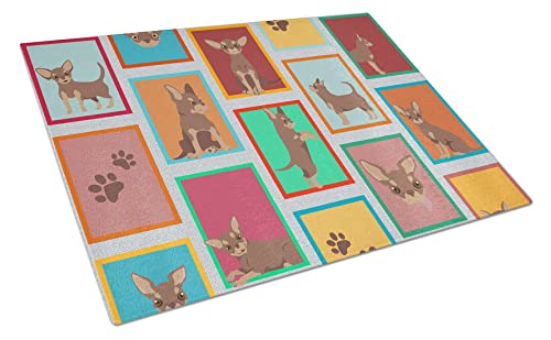 Caroline's Treasures MLM1154LCB Lots of Chocolate Chihuahua Glass Cutting Board Large Decorative Tempered Glass Kitchen Cutting and Serving Board Large Size Chopping Board