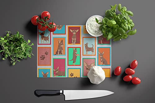 Caroline's Treasures MLM1154LCB Lots of Chocolate Chihuahua Glass Cutting Board Large Decorative Tempered Glass Kitchen Cutting and Serving Board Large Size Chopping Board