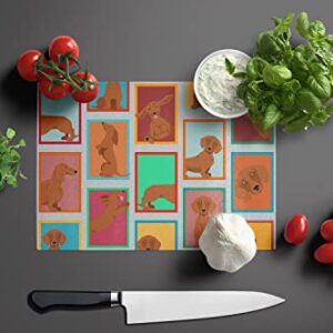 Caroline's Treasures MLM1134LCB Lots of Red Dachshund Glass Cutting Board Large Decorative Tempered Glass Kitchen Cutting and Serving Board Large Size Chopping Board