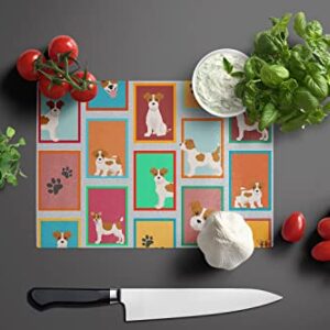 Caroline's Treasures MLM1166LCB Lots of Red and White Jack Russell Terrier Glass Cutting Board Large Decorative Tempered Glass Kitchen Cutting and Serving Board Large Size Chopping Board