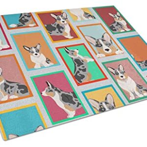 Caroline's Treasures MLM1102LCB Lots of Blue Merle Welsh Cardigan Corgi Glass Cutting Board Large Decorative Tempered Glass Kitchen Cutting and Serving Board Large Size Chopping Board