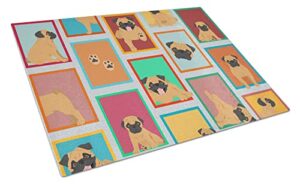 caroline's treasures mlm1143lcb lots of apricot pug glass cutting board large decorative tempered glass kitchen cutting and serving board large size chopping board