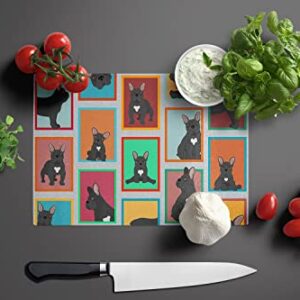 Caroline's Treasures MLM1088LCB Lots of Black French Bulldog Glass Cutting Board Large Decorative Tempered Glass Kitchen Cutting and Serving Board Large Size Chopping Board