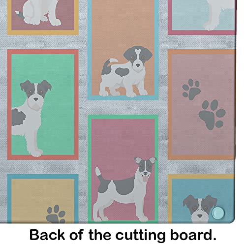 Caroline's Treasures MLM1113LCB Lots of Jack Russell Terrier Glass Cutting Board Large Decorative Tempered Glass Kitchen Cutting and Serving Board Large Size Chopping Board
