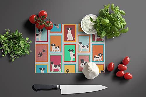 Caroline's Treasures MLM1113LCB Lots of Jack Russell Terrier Glass Cutting Board Large Decorative Tempered Glass Kitchen Cutting and Serving Board Large Size Chopping Board