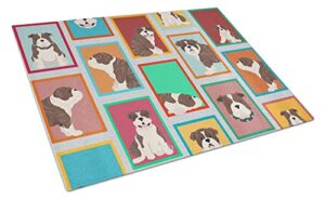 caroline's treasures mlm1135lcb lots of brindle english bulldog glass cutting board large decorative tempered glass kitchen cutting and serving board large size chopping board