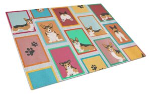 caroline's treasures mlm1174lcb lots of sable pembroke corgi glass cutting board large decorative tempered glass kitchen cutting and serving board large size chopping board