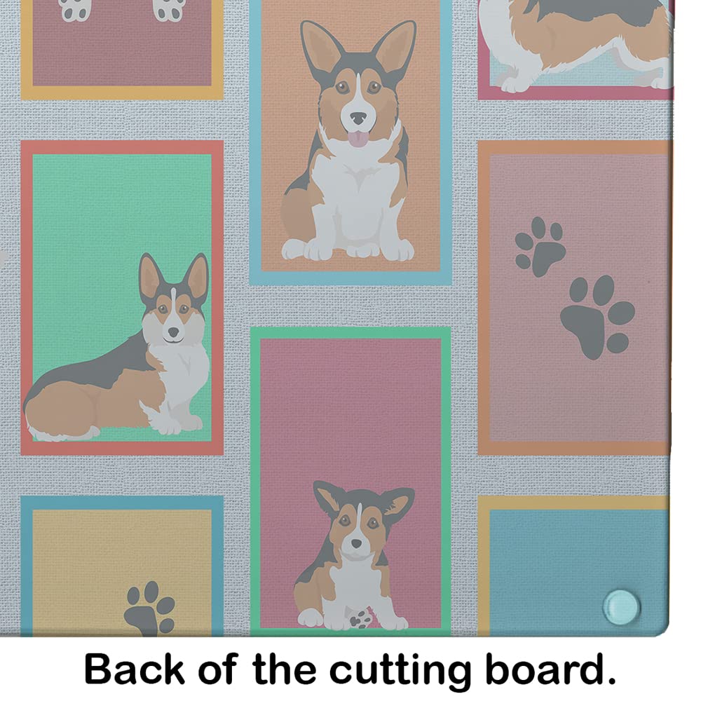 Caroline's Treasures MLM1174LCB Lots of Sable Pembroke Corgi Glass Cutting Board Large Decorative Tempered Glass Kitchen Cutting and Serving Board Large Size Chopping Board