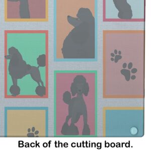 Caroline's Treasures MLM1108LCB Lots of Black Standard Poodle Glass Cutting Board Large Decorative Tempered Glass Kitchen Cutting and Serving Board Large Size Chopping Board