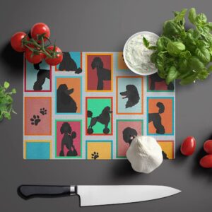 Caroline's Treasures MLM1108LCB Lots of Black Standard Poodle Glass Cutting Board Large Decorative Tempered Glass Kitchen Cutting and Serving Board Large Size Chopping Board