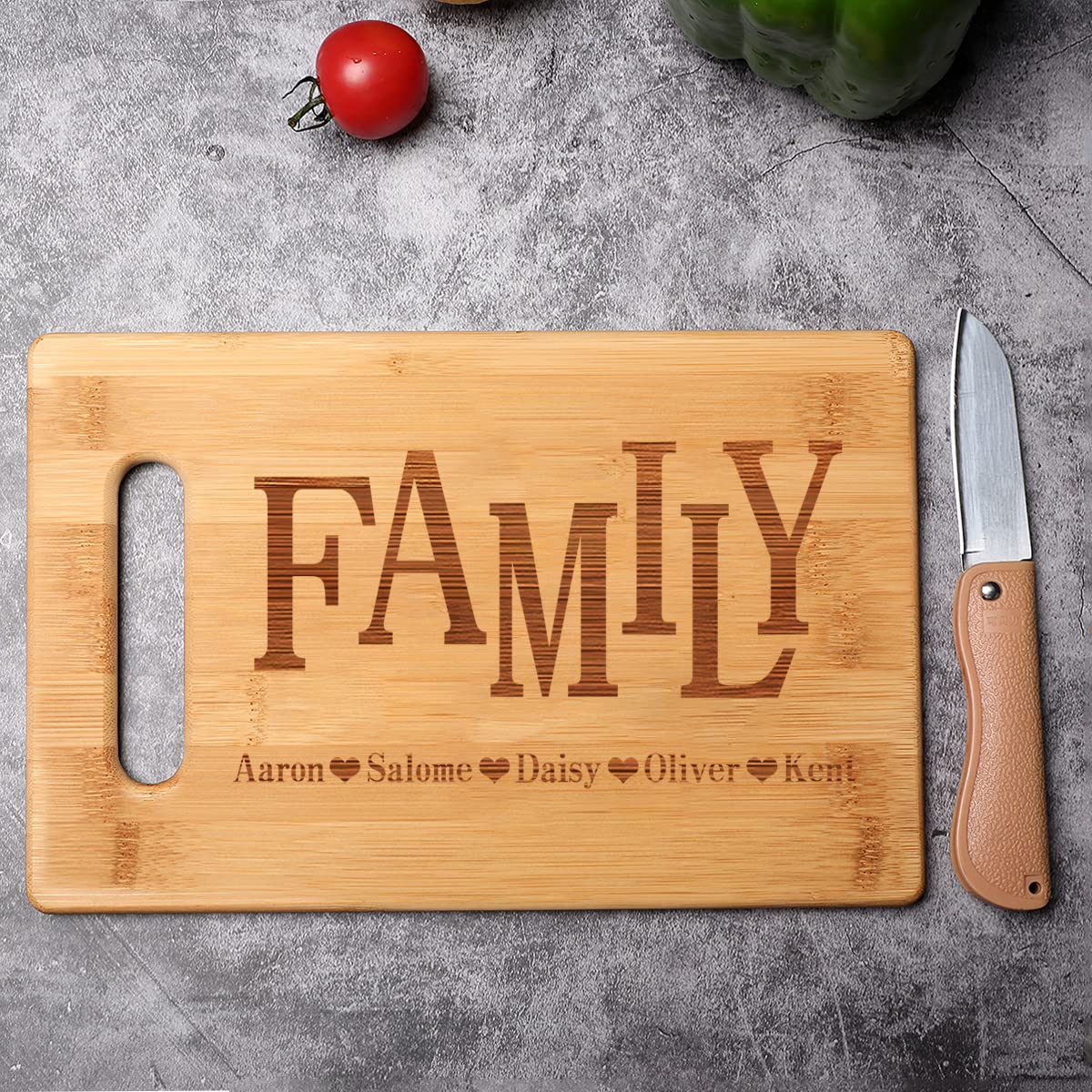 Personalized Cutting Board with Names, Wedding Gift for the Couple, Family, Custom Cutting Board Wood Engraved Customized Gifts for Couple Mr Mrs, Housewarming Closing Gift for Home Buyers