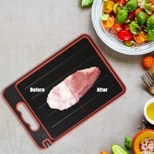 LIZHOUMIL Defrosting Tray, 4-in-1 Board Double-Sided Frost Away Plate Chopping Board Kitchen Gadget with Knife Sharpener Cutting Board red Black