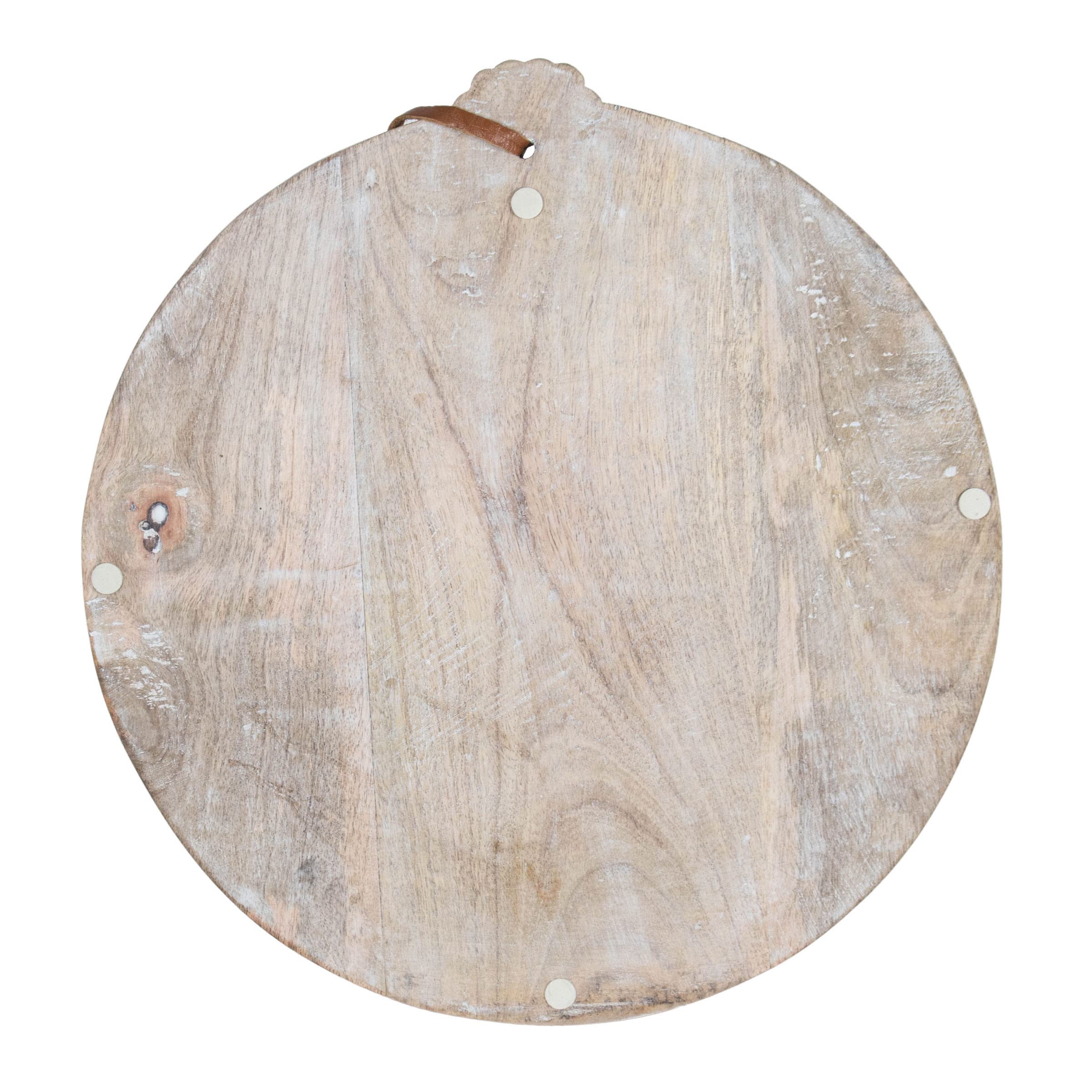 Foreside Home & Garden Large Round White Wood Cutting Board