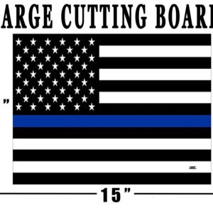 The Thin Blue Line Flag Glass Cutting Board Decorative Police Officer Sheriff Deputy Law Enforcement PD Department Design