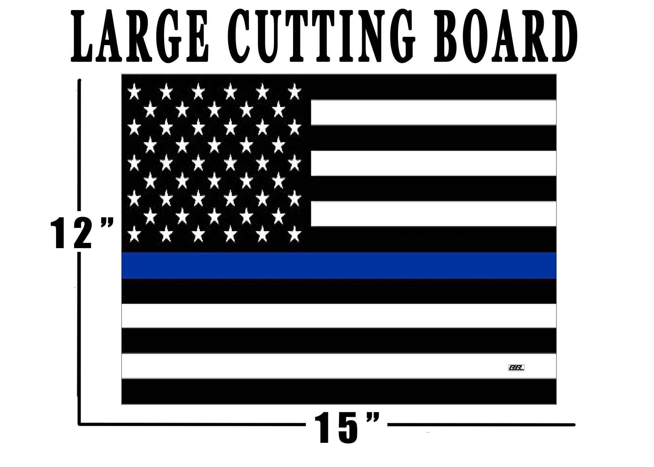 The Thin Blue Line Flag Glass Cutting Board Decorative Police Officer Sheriff Deputy Law Enforcement PD Department Design