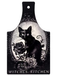 alchemy gothic cat's kitchen cutting board ceramic serving trivet