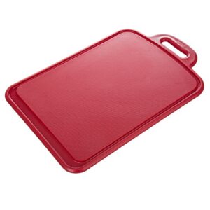 prepworks by progressive large cutting board - red, deep grooves collect juices, no mess, easy to clean, dishwasher safe