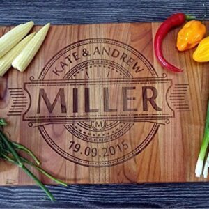 Algis Crafts | Personalized Chopping Board - MONOGRAM with Family name & date | Custom Cutting Board | Housewarming Gifts, Birthday, Anniversary Gift | Laser Engraved Wooden Cutting Board