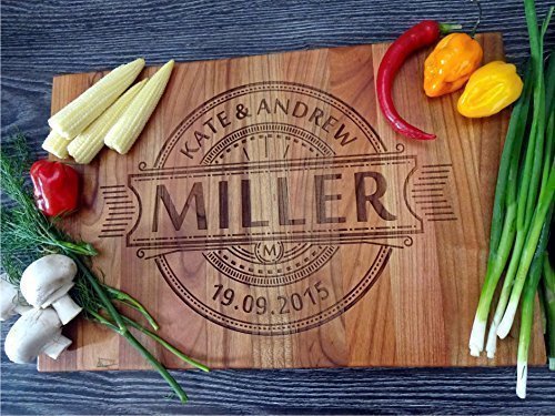 Algis Crafts | Personalized Chopping Board - MONOGRAM with Family name & date | Custom Cutting Board | Housewarming Gifts, Birthday, Anniversary Gift | Laser Engraved Wooden Cutting Board