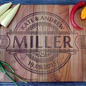 Algis Crafts | Personalized Chopping Board - MONOGRAM with Family name & date | Custom Cutting Board | Housewarming Gifts, Birthday, Anniversary Gift | Laser Engraved Wooden Cutting Board