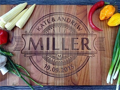 Algis Crafts | Personalized Chopping Board - MONOGRAM with Family name & date | Custom Cutting Board | Housewarming Gifts, Birthday, Anniversary Gift | Laser Engraved Wooden Cutting Board