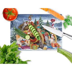 Caroline's Treasures PTW2024LCB Animals Opening Christmas Presents Glass Cutting Board Large Decorative Tempered Glass Kitchen Cutting and Serving Board Large Size Chopping Board