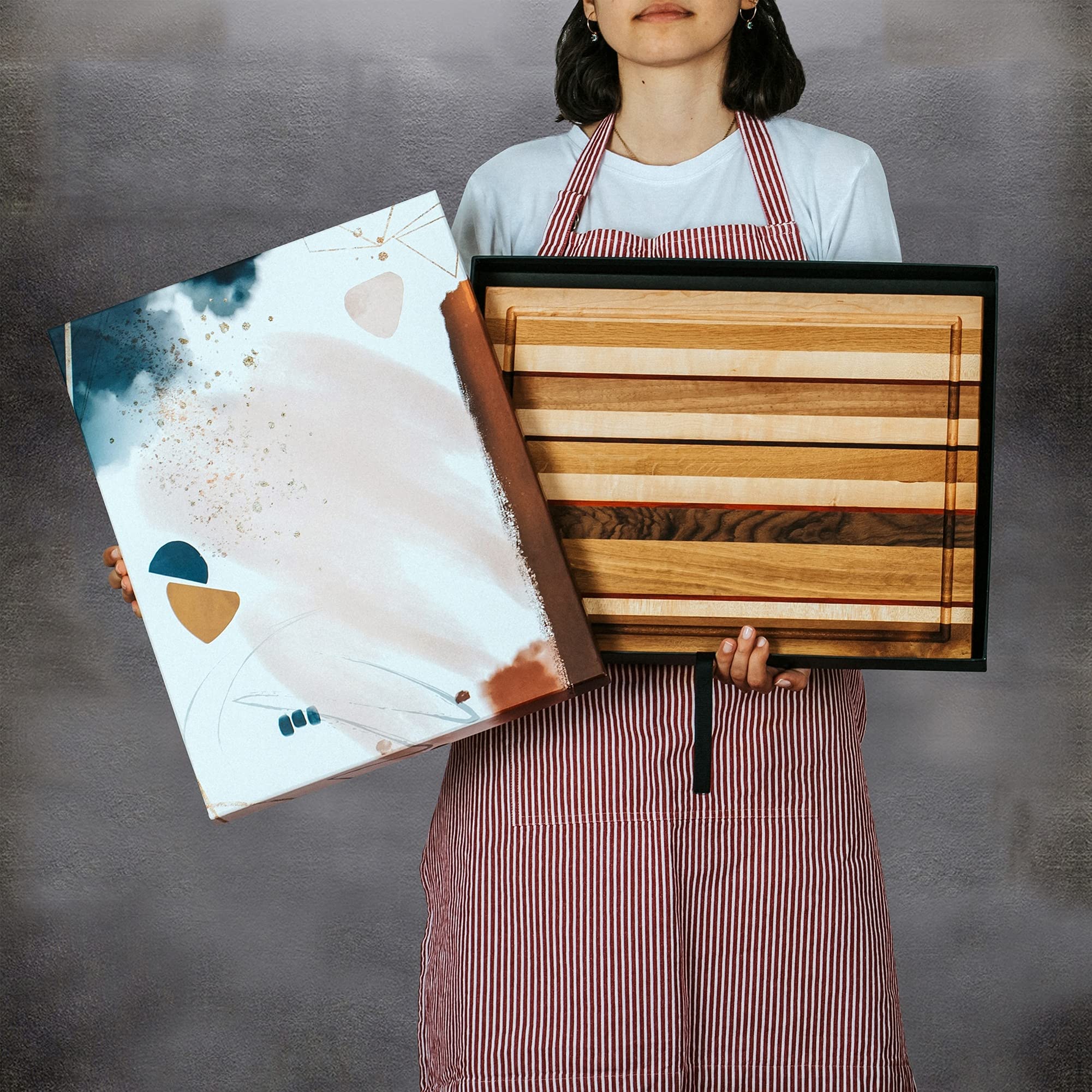 TeakCraft Large Wood Cutting Board with Juice Grove, Chopping Board, Knife Friendly, Reversible, Cheese Board, Gift Box Included, The Epirus (18x14x1.2 inch)