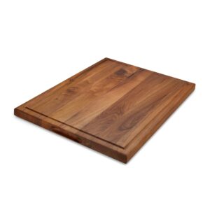 TeakCraft Large Walnut Cutting Board with Juice Grove, Chopping Board for Meat, Knife Friendly, Reversible, The Petra (20x15x1inch)