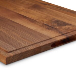 TeakCraft Large Walnut Cutting Board with Juice Grove, Chopping Board for Meat, Knife Friendly, Reversible, The Petra (20x15x1inch)