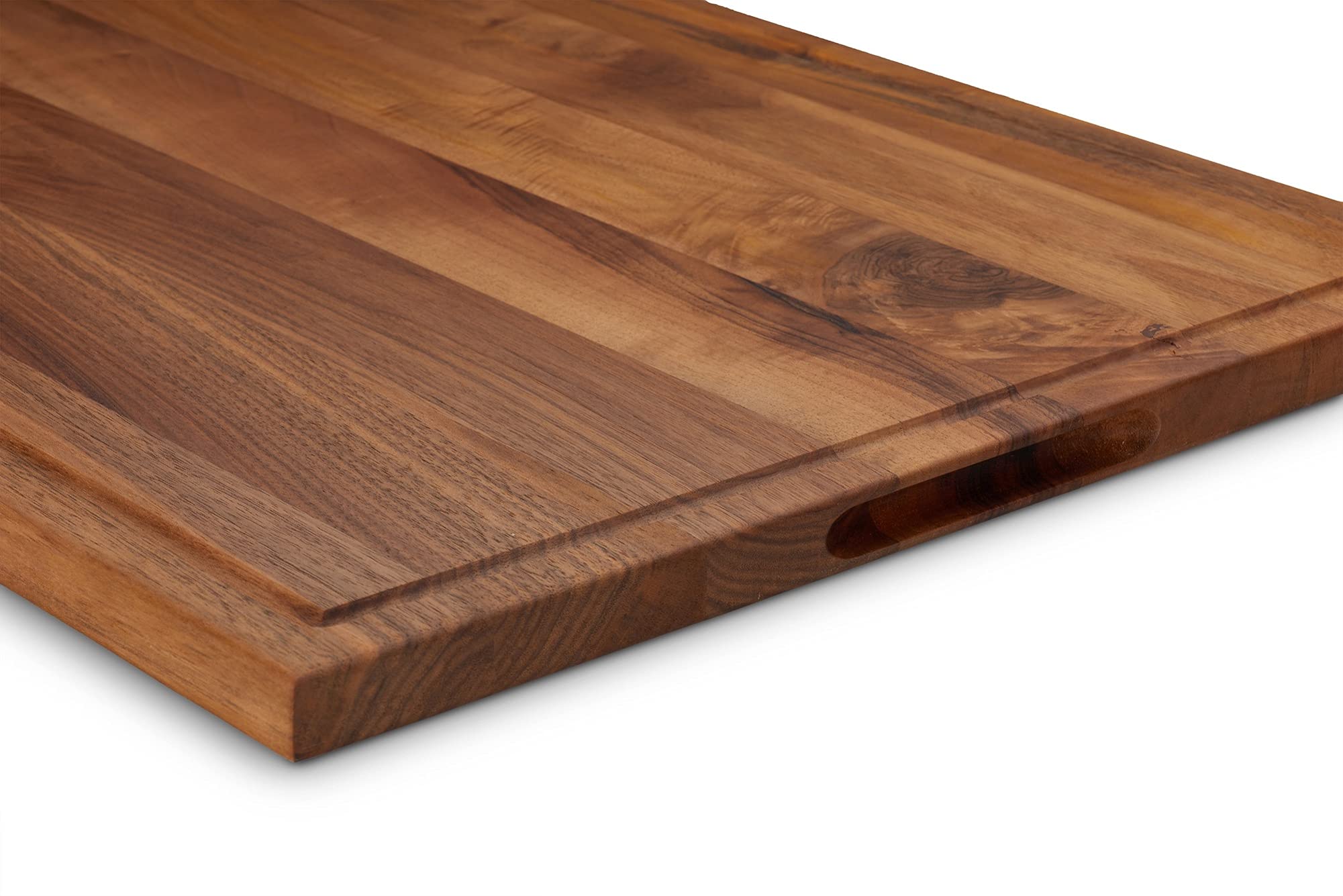 TeakCraft Large Walnut Cutting Board with Juice Grove, Chopping Board for Meat, Knife Friendly, Reversible, The Petra (20x15x1inch)