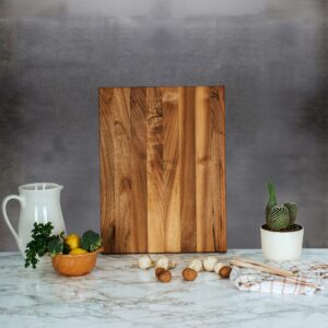 TeakCraft Large Walnut Cutting Board with Juice Grove, Chopping Board for Meat, Knife Friendly, Reversible, The Petra (20x15x1inch)