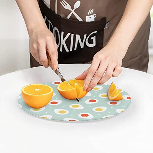 Boiled Eggs Glass Cutting Board Round Kitchen Decorative Chopping Blocks Mats Food Tray for Men Women