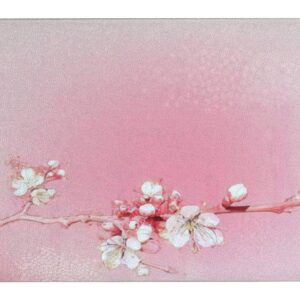 Tempered Glass Cutting Board japanese cherry blossoms in full bloom Tableware Kitchen Decorative Cutting Board with Non-slip Legs, Serving Board, Large Size, 15" x 11"