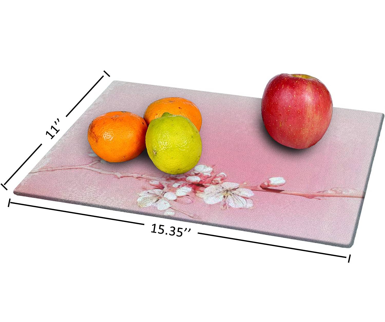 Tempered Glass Cutting Board japanese cherry blossoms in full bloom Tableware Kitchen Decorative Cutting Board with Non-slip Legs, Serving Board, Large Size, 15" x 11"