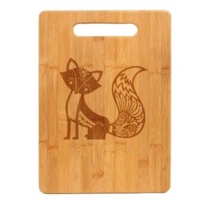 bamboo wood cutting board fancy fox