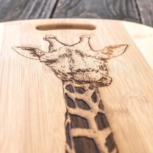 Giraffe Cutting Board 14''x9.5''x.5'' Bamboo