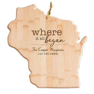 engraved where it all began wisconsin state cutting board, bamboo, personalized
