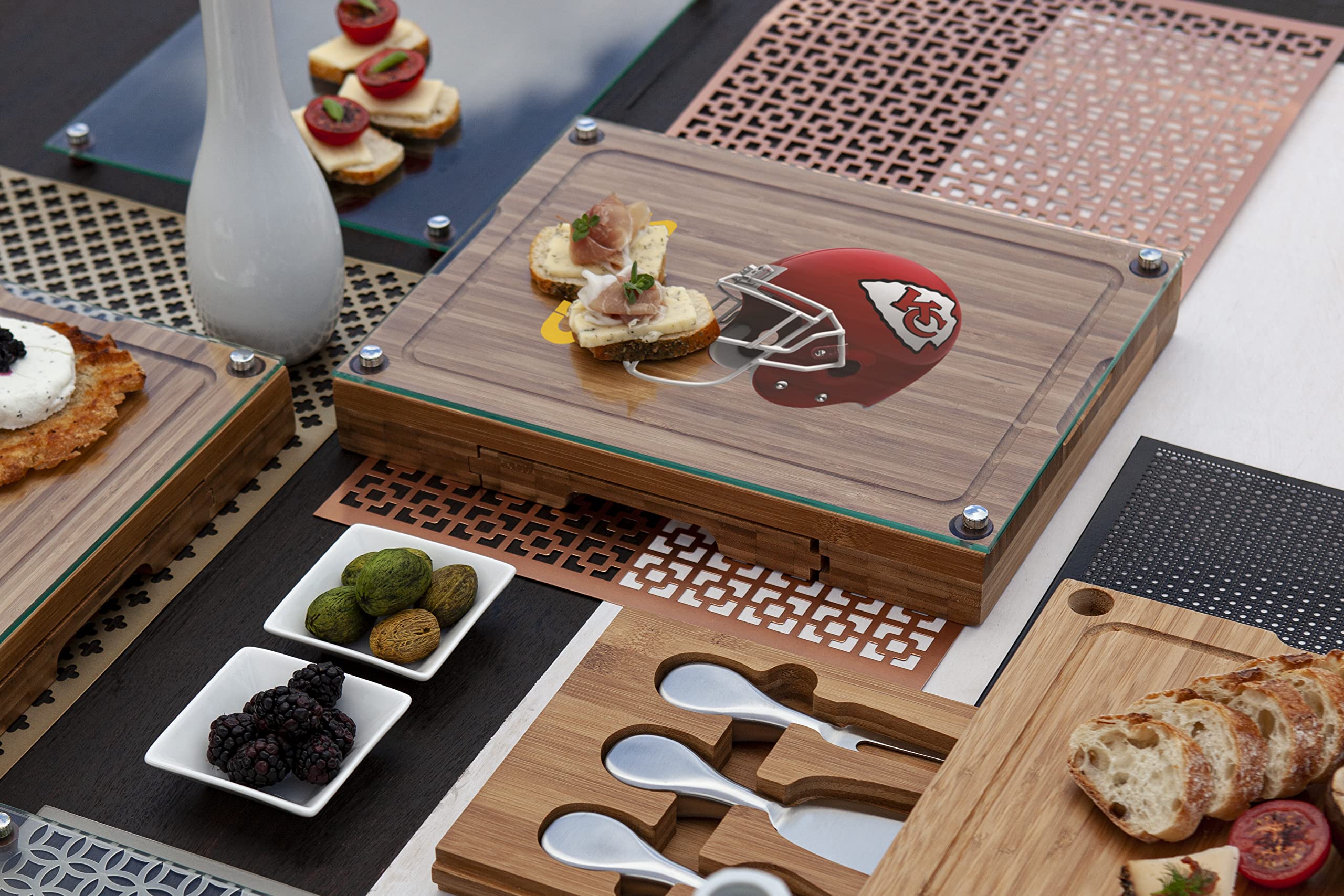 Kansas City Chiefs Concerto Cheese Board with Serving Stage and Tools