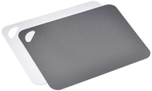 lurch germany flexible plastic cutting boards for cooking | flint grey & white thin cutting mat | modern dishwasher safe and bpa free cutting board- set of 2