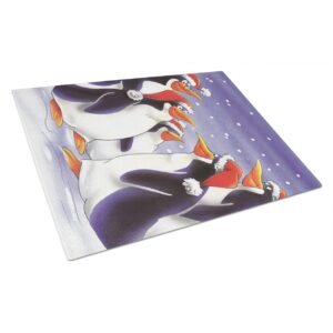 caroline's treasures aah7264lcb holiday penguins glass cutting board large decorative tempered glass kitchen cutting and serving board large size chopping board