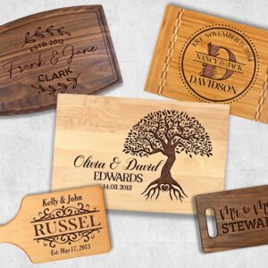 Personalized Family Tree Cutting Board Wedding Gift for Couple Engraved Custom Family Chopping Board