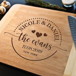 Personalized Family Tree Cutting Board Wedding Gift for Couple Engraved Custom Family Chopping Board