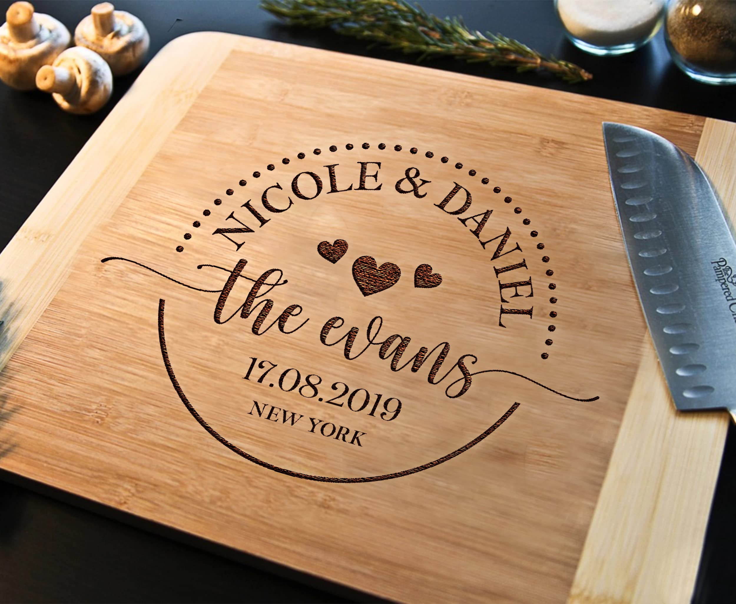 Personalized Family Tree Cutting Board Wedding Gift for Couple Engraved Custom Family Chopping Board