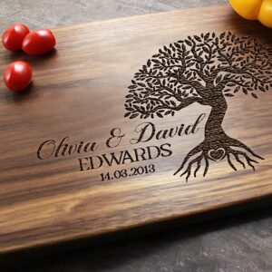 Personalized Family Tree Cutting Board Wedding Gift for Couple Engraved Custom Family Chopping Board