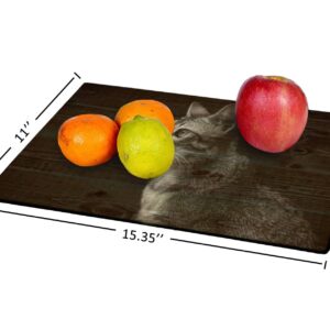 Tempered Glass Cutting Board side view cats potrait in black and white high contrast low key Tableware Kitchen Decorative Cutting Board with Non-slip Legs, Serving Board, Large Size, 15" x 11"