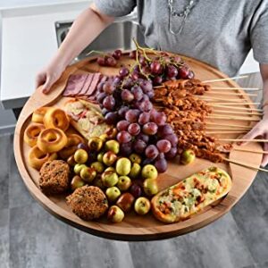 UWELD Extra Thick Round Serving Tray Maple Serving Board-Brunch Board-Cutting Board -Charcuterie boards 16inchesx1.26inches thick