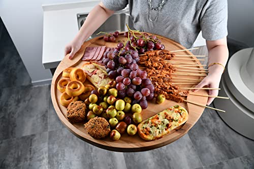 UWELD Extra Thick Round Serving Tray Maple Serving Board-Brunch Board-Cutting Board -Charcuterie boards 16inchesx1.26inches thick