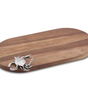 Vagabond House Barware Blue Crab on Wood Bar/Cheese Board 16.5 inch x 9 inch .75 inch Thick